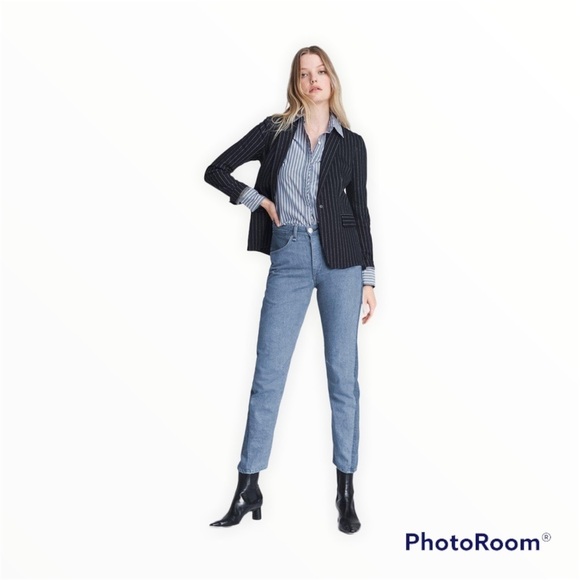 RAG & BONE Color Block Engineer High Rise Ankle Straight Leg Jeans, Size 27 - Picture 7 of 11